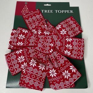 Winter Wonder Lane Tree Topper Red Snowflake Bow Christmas Holiday Home Decor